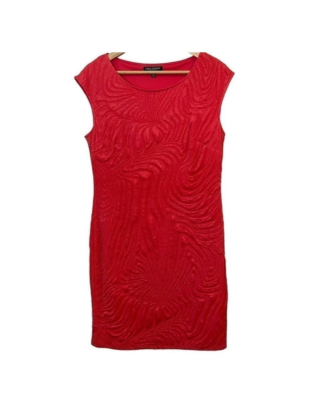 Linea Domani Textured Sheath Dress Sz 12 XL Pink Lined Cap Sleeve Cocktail EUC